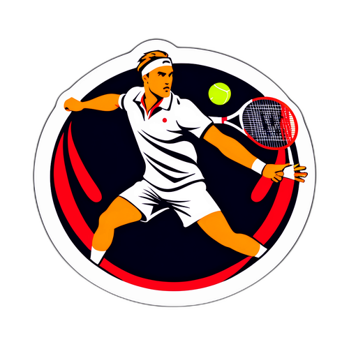 Sticker con imagen de Alexander Bublik en un tiro característico de tenis
