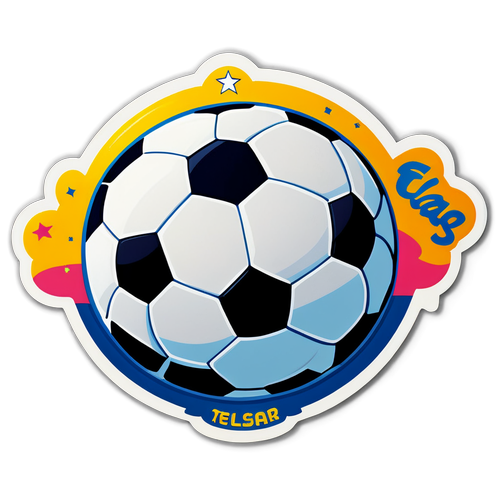 Speelse sticker van een voetbal voor Telstar