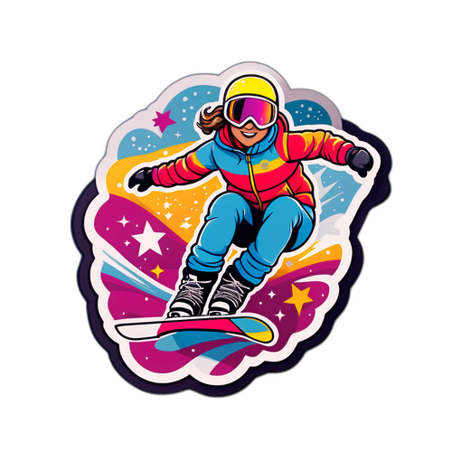 Adesivo Sportivo per Eventi di Snowboard Femminile
