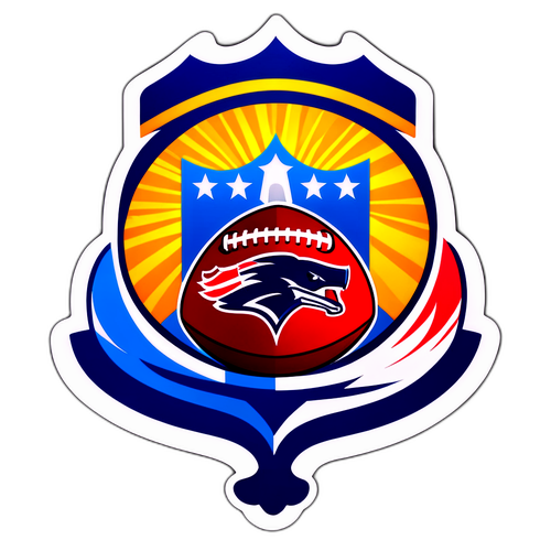 NFL-logon ja amerikanjalkapallon yhdistävä tarra energisellä taustalla