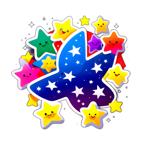 四顆星星的幸運符號貼紙
