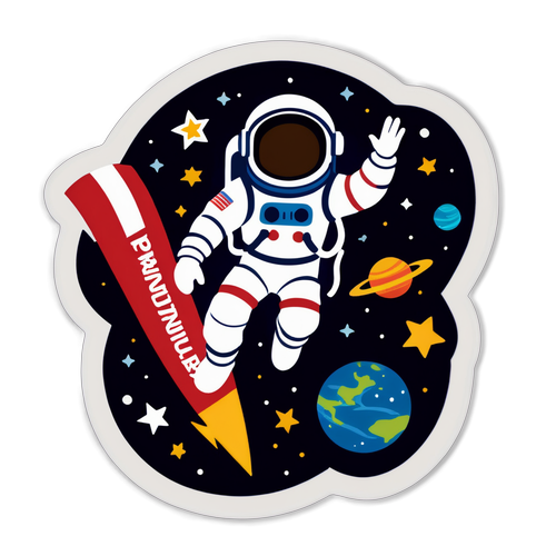 Astronaut Adventure in Space Sticker