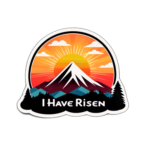 עיצוב הרים מינימליסטי עם שקיעה