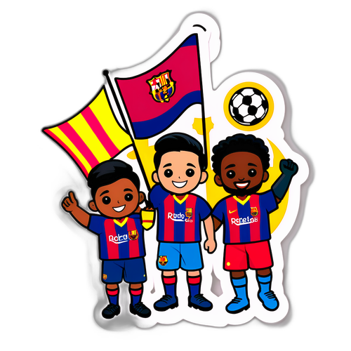 Barcelona Fans med Flag og Fodboldudstyr