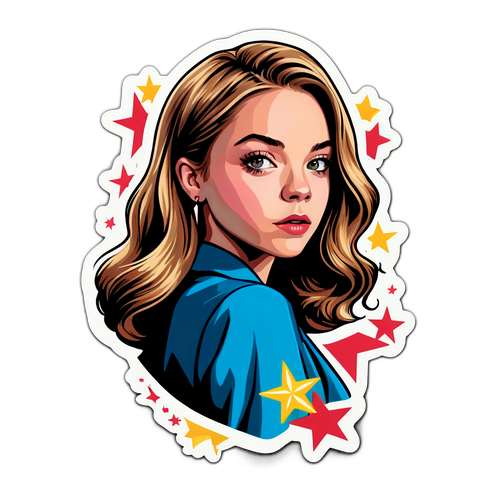 Sticker med Sydney Sweeney i ikonisk stil