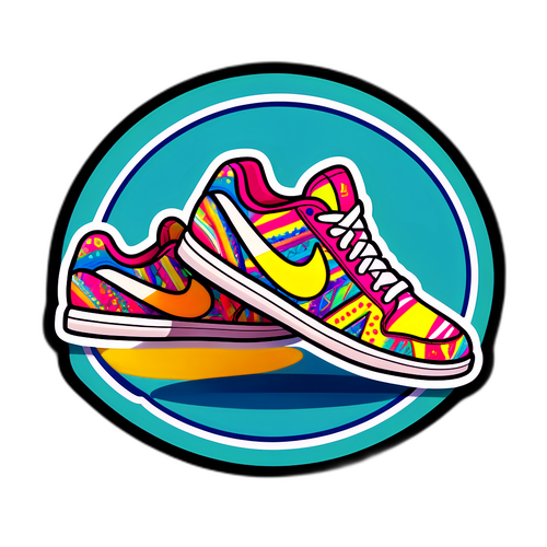 Adesivo colorato con scarpe da tennis stilose