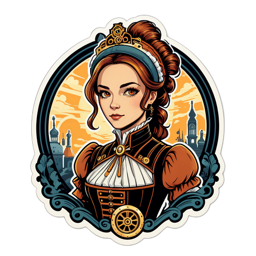 Дизайн стікера з образом Полтави в стилі стімпанк