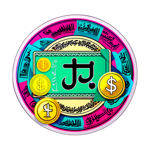 Autocolant cu simboluri ale rialului iranian