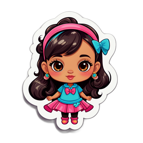 Ein kreatives Design von Collien Fernandes als Cartoon-Charakter mit verschiedenen Mode-Stilen