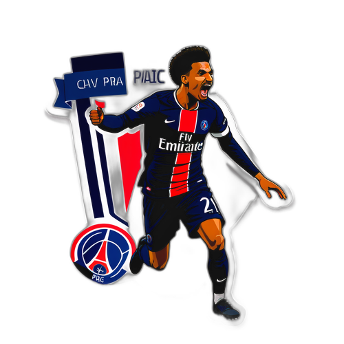 Samolepka oslavující vítězství PSG