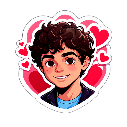 Urocza naklejka z Noah Centineo otoczonym sercami