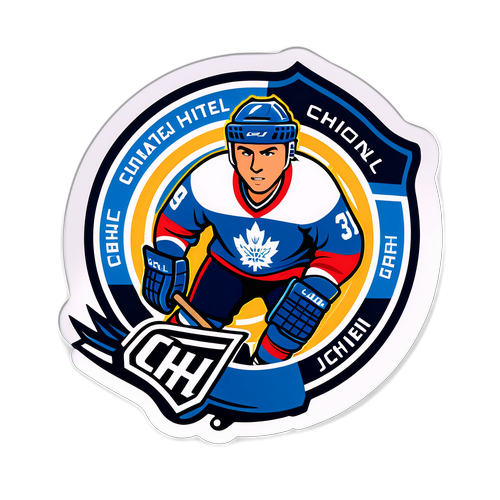 CHL-logo jääkiekkoaiheisella tarralla, joka korostaa voiman ja kilpailun henkeä
