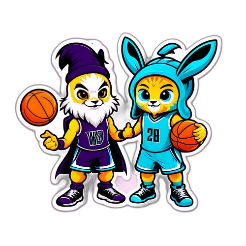 Illustration mignonne de mascottes des Wizards et des Hornets