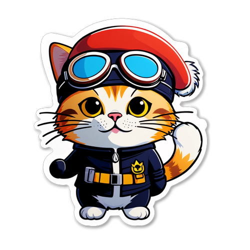 Captain Kitty: The Playful Aviator Cat