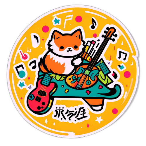 おかざき体育の音楽スタイルを表現したステッカー