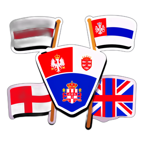 Sticker voor de wedstrijd tussen Servië en Engeland