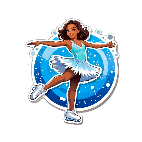 Elegant klistermärke av Kamila Sellier i snurrande position på isen