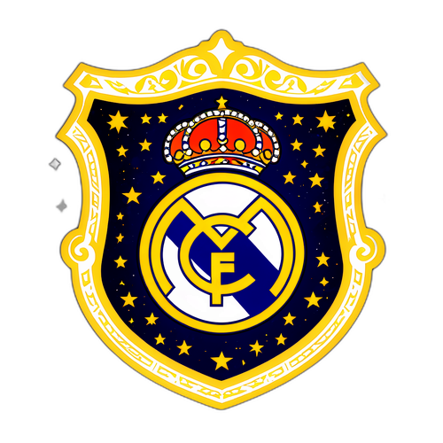 Sticker Perisai Real Madrid dengan Latar Belakang Malam Berbintang