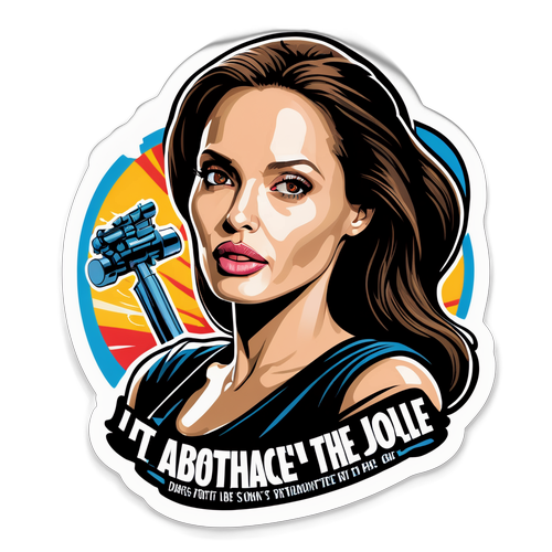 Nálepka zobrazení Angelina Jolie v akční scéně