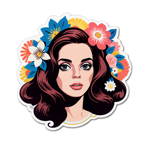 Sumabay sa Nostalgia: Lana Del Rey Sticker na May Kahanga-hangang Floral na Disenyo!