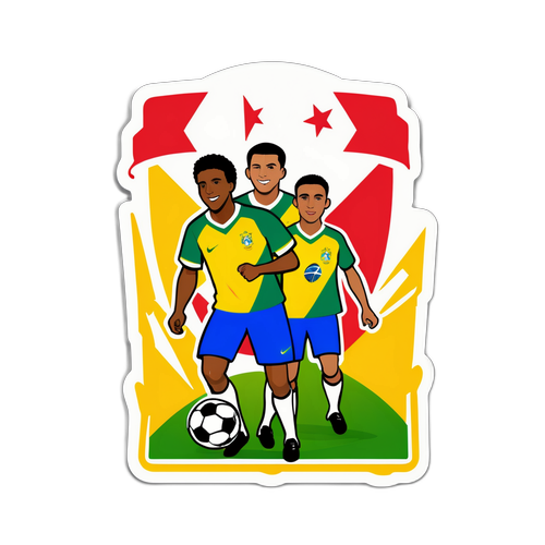 Футбольні гравці Бразилії на яскравому фоні