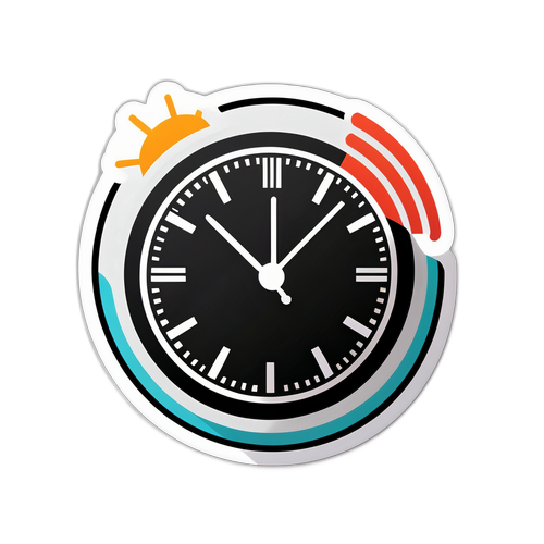 Nhãn dán 24h với hình ảnh đồng hồ và lịch