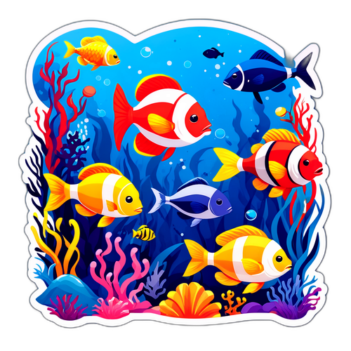 海の世界のカラフルな魚たち