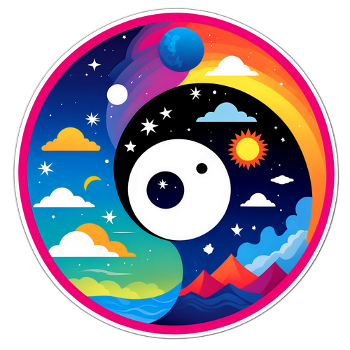 南北双天阴阳贴纸