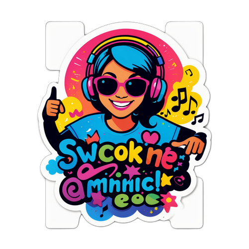 Party-Sticker mit Musik und Freude