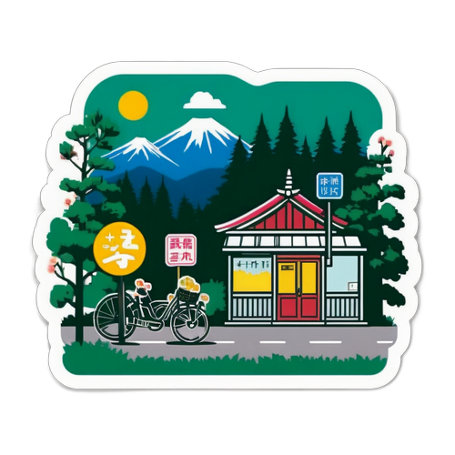光と旗上宿の周囲を表現するステッカー