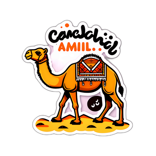 Adesivo Engraçado de Camelo no Deserto