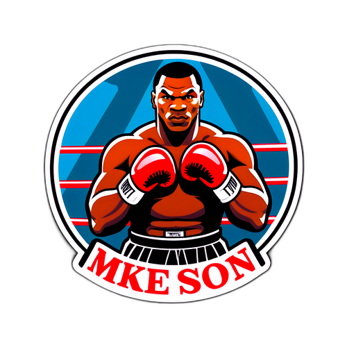 Adesivo Retro di Mike Tyson nel Ring di Boxe