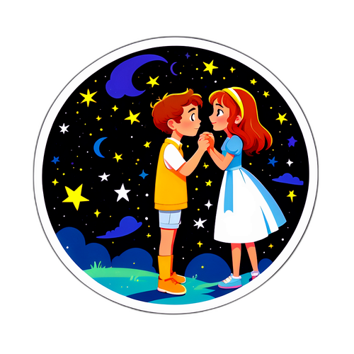 Romantisk illustration under stjärnorna