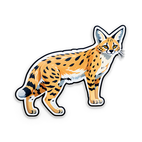 Speelse Serval Sticker: Levendige Natuur in Kleuren