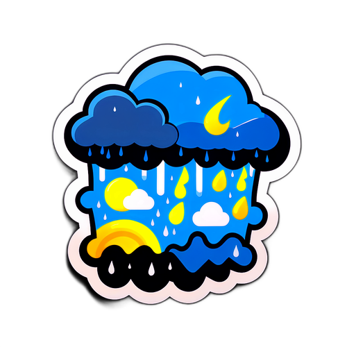 Stormachtige Sticker met Speelse Elementen