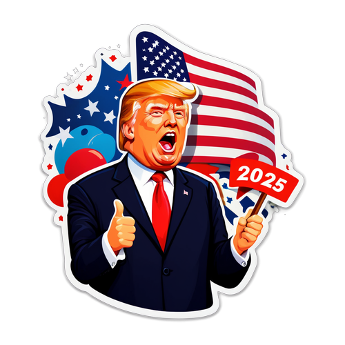 Adhesivo Colorido de Donald Trump 2025