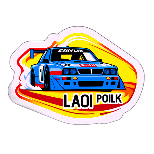 A versenyt jelentő autó matricája László Palik nevével