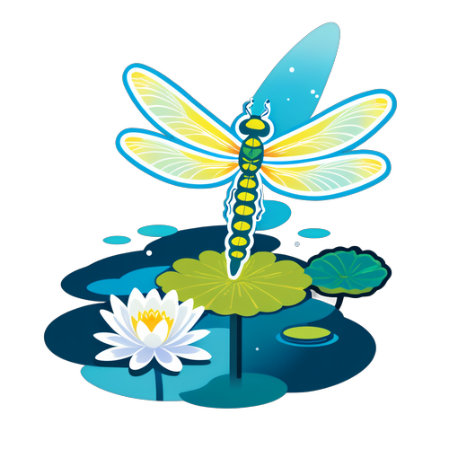 Serenity in Flight: Discover the Whimsical Beauty of Nature with This Stunning Dragonfly Sticker!