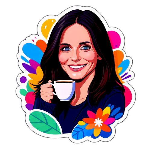 Whimsical Courteney Cox Sticker