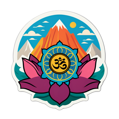 Inspirerande klistermärke med buddhistiska symboler