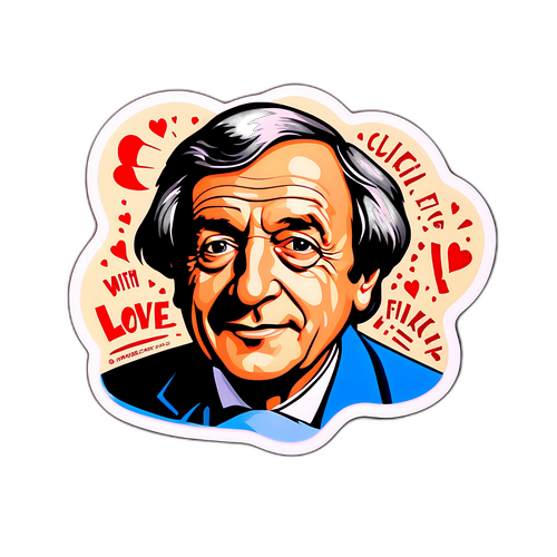 Autocollant d'Alain Finkielkraut sur fond de vieux papier