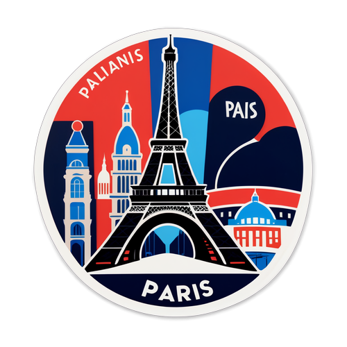 Stiker PSG Bergaya dengan Landmark Paris