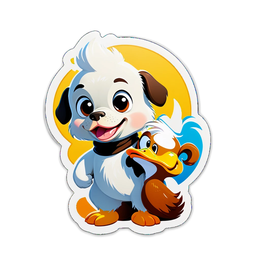 Cute Hybrid Dog and Duck Character Sticker