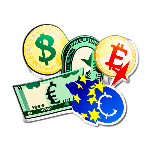 Graphique stylisé illustrant la fluctuation des taux de change entre l'euro et le dollar