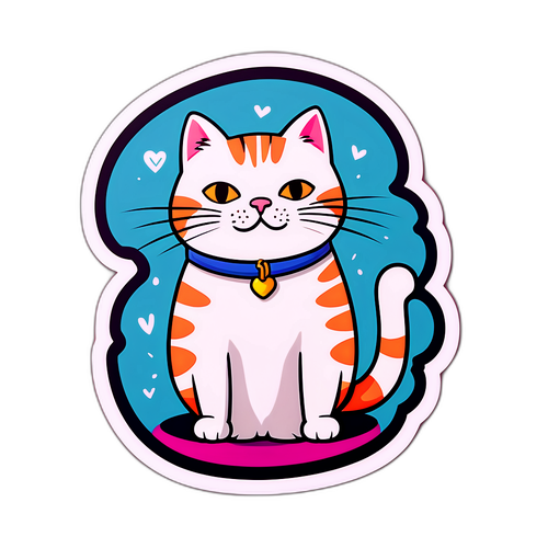 Grappige Kat Illustratie Sticker voor Kat Liefhebbers