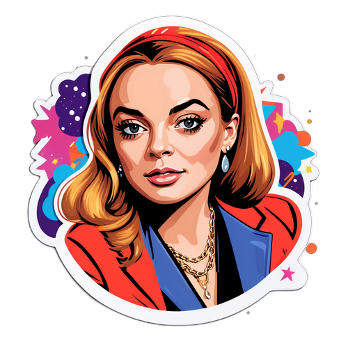 Sticker de Lindsay Lohan en estilo retro