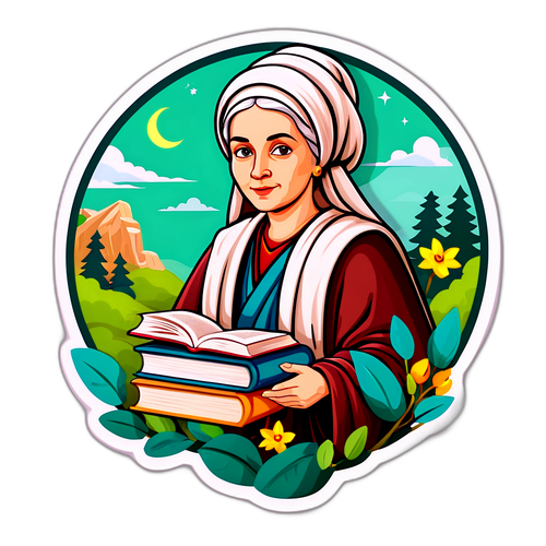 Мудра жінка з книгами та природою