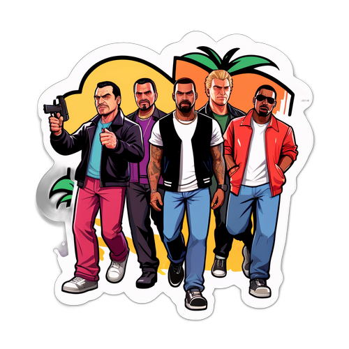 GTA 6 다양한 캐릭터의 즐거운 스티커