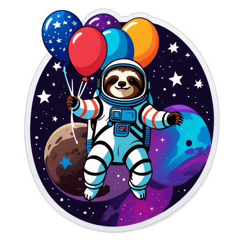 Out of This World: Meet the Sloth Astronaut Who’s Floating in Style with Star Balloons!