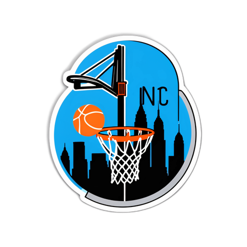 Sticker ng Basketball Hoop na may Skyline ng Cleveland at Brooklyn